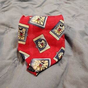 Atlas Design Red Mickey Mouse Watch Tie 100%Silk  Goteborg Sweden 4x59” Boho